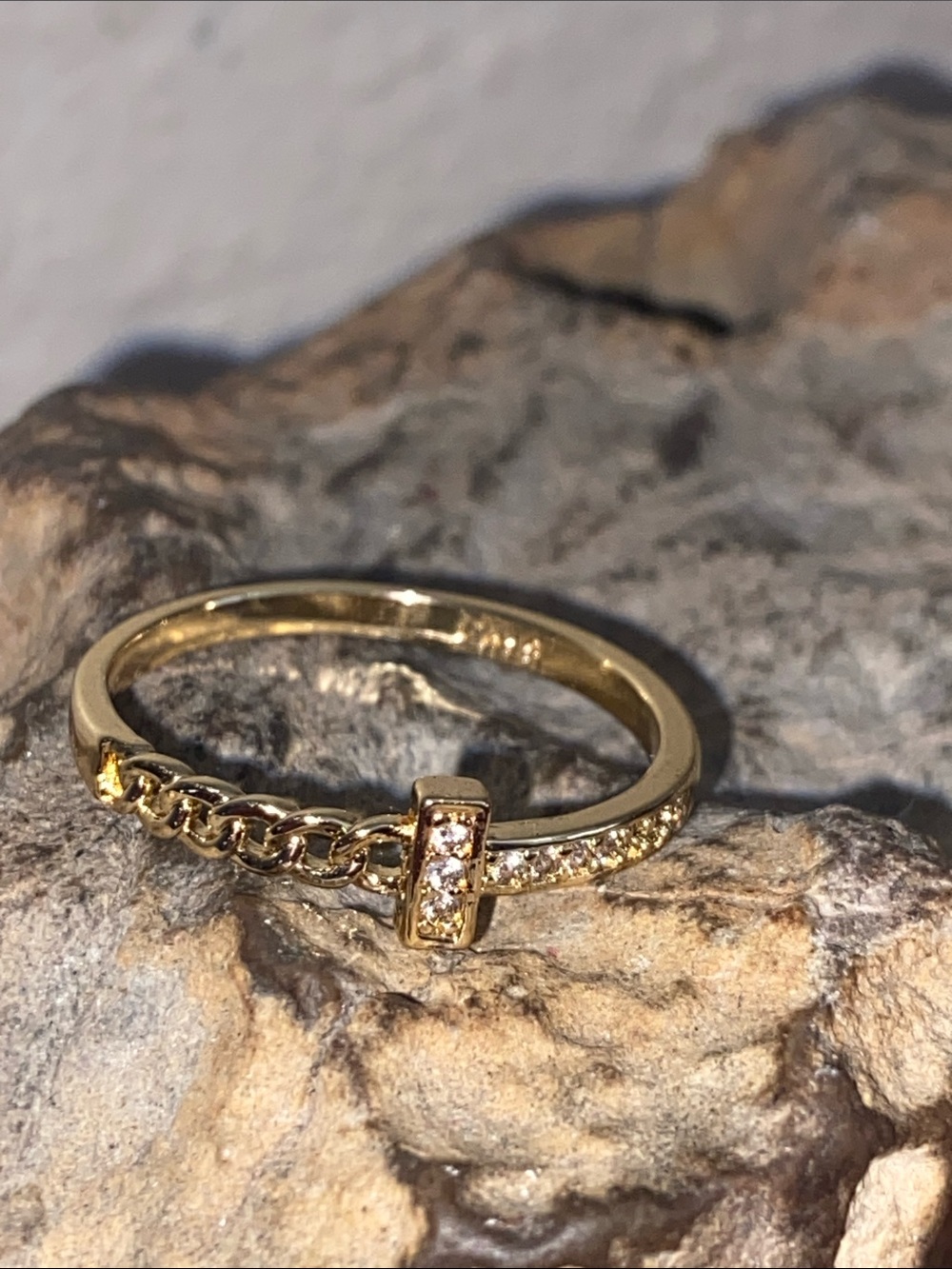 NEW CM9 Gold Plated Chain & CZ Accent Ring